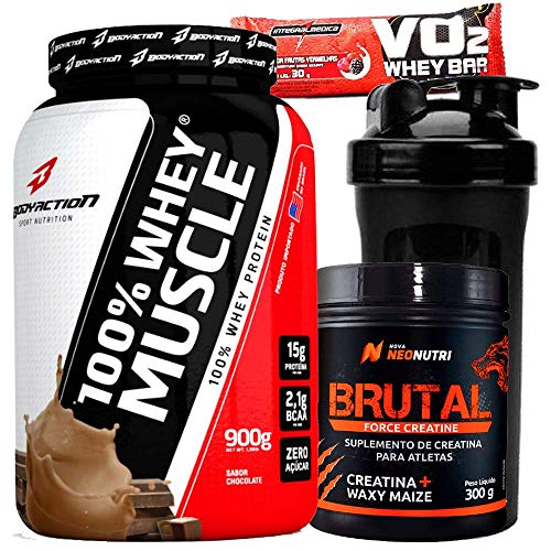Combo Kit de Suplementos com Whey/wey/way Concentrado + Creatina + Waxy Maize