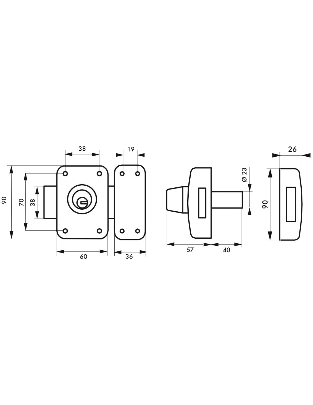 Cerradura de puerta de entrada acristalada TRANSIT 2 – Doble cilindro 40 mm – Protectores de seguridad – 4 llaves de latón niquelado reversibles y tarjeta de propiedad – Made in France – Acabado epoxi | Colocación en aplique, cilindro latón 8 pasadores, Ø