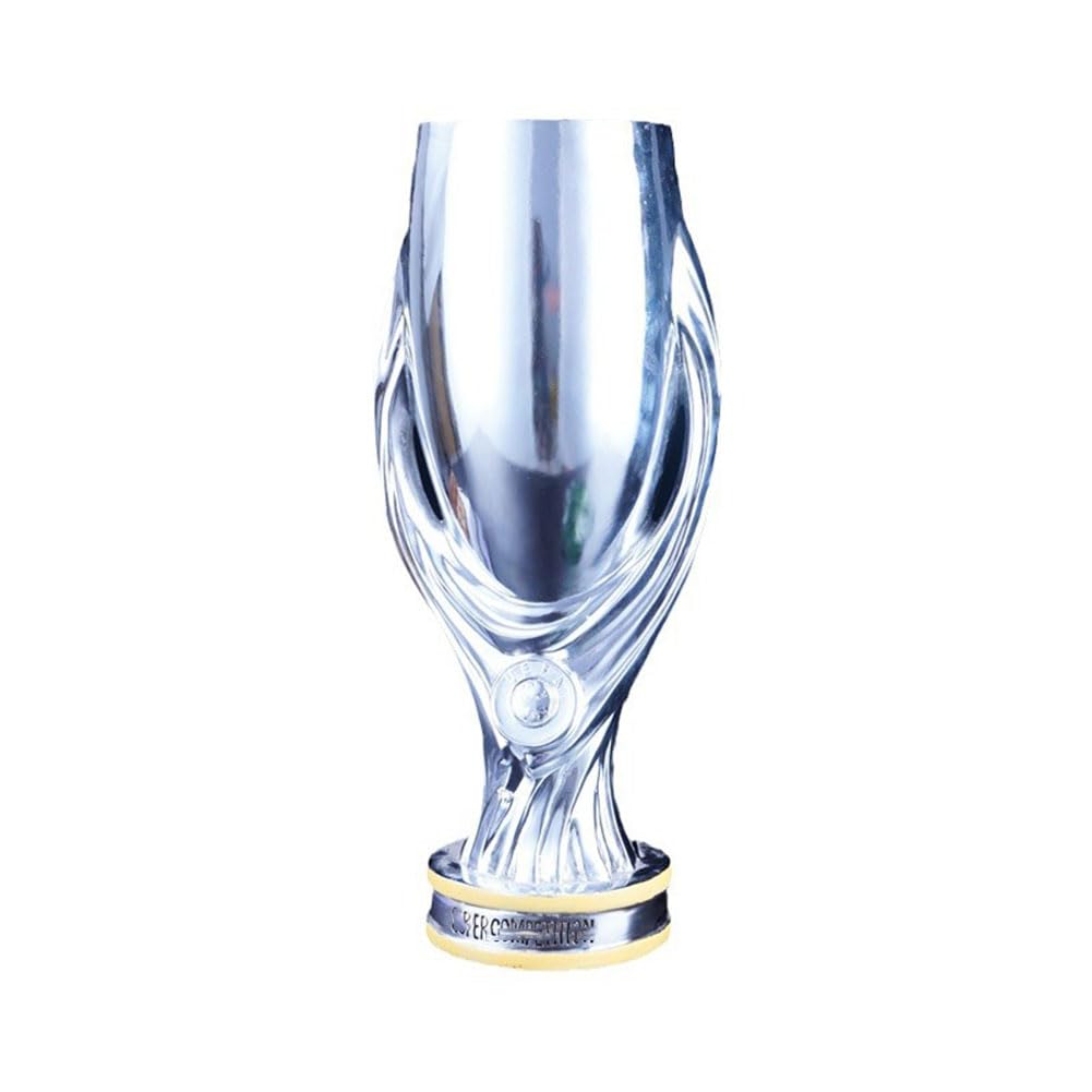 JHRFU Silver Resin European Super Cup Football Trophy Replica – Premium Quality Display Cup for Champions & Collectors – Ideal for Football Fans & Events,20cm*44cm