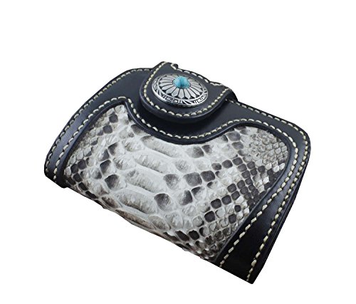 Handmade! Snake Skin Real Leather Wallet Short Vintage Biker Purse with chain3