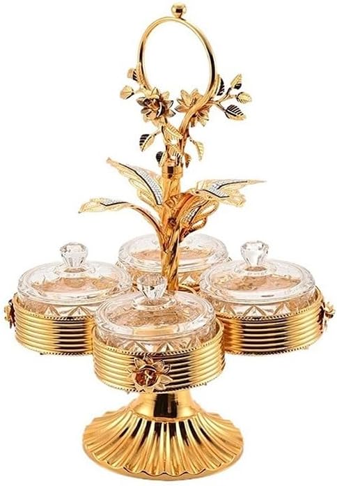 Ironwork Acrylic Dried Fruit Box Golden Pattern Four-panel Storage