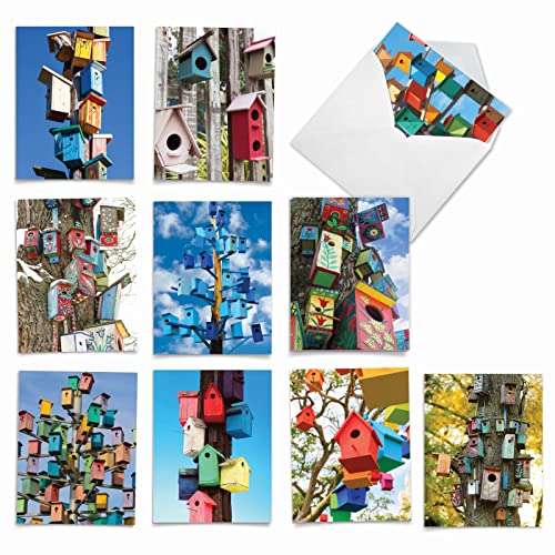 10 cartes de toutes occasions avec de jolis nichoirs colorés