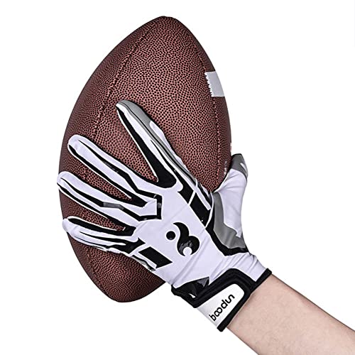 Football Gloves Ultra-Stick Sports Receiver Gloves, Breathable And Non-Slip Silicone Grip Glove, Enhanced Performance White/Red Football Gloves For Youth & Adult(1 Pair) #TOP3