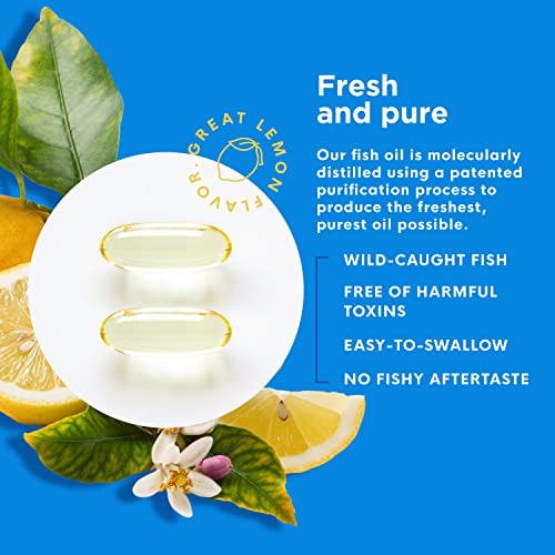 Omega-3 Fish Oil For Dry Eyes, Joint, Heart And Brain Health | No Fishy Burps, Natural Lemon Flavor | High Strength Epa And Dha | Wild Caught Fish, Non-Gmo, Lab Tested | 60 Softgels #TOP3