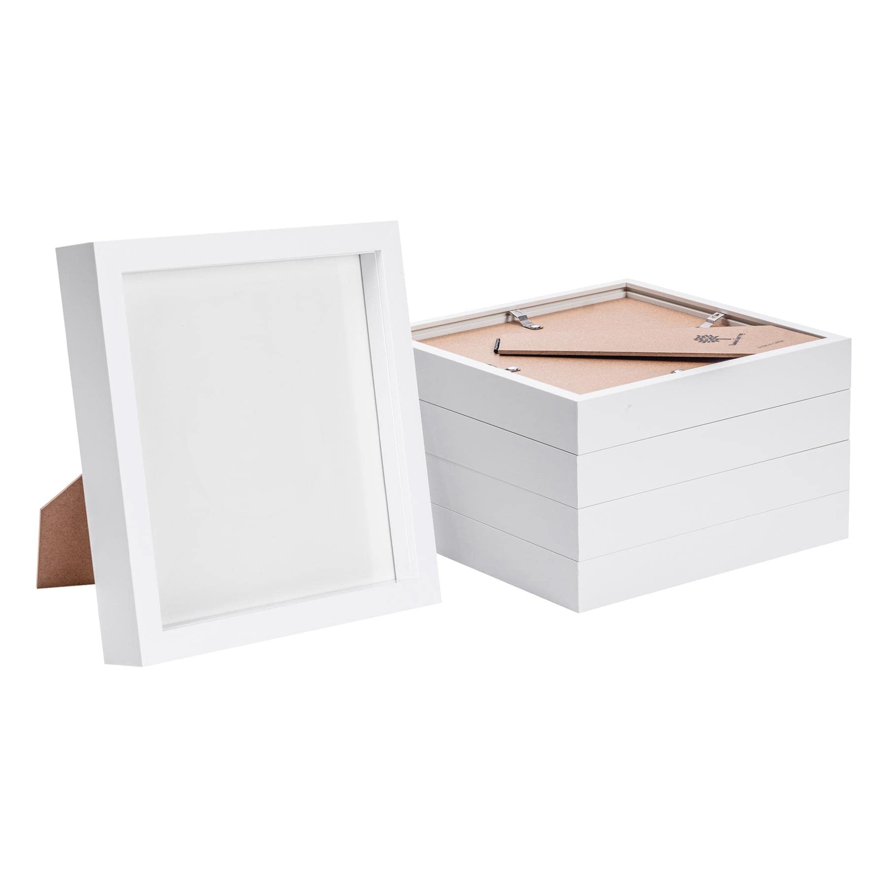 Nicola Spring White 5X 8" X 8" 3D Box Photo Frames - Standing Hanging Craft Shadow Picture Display