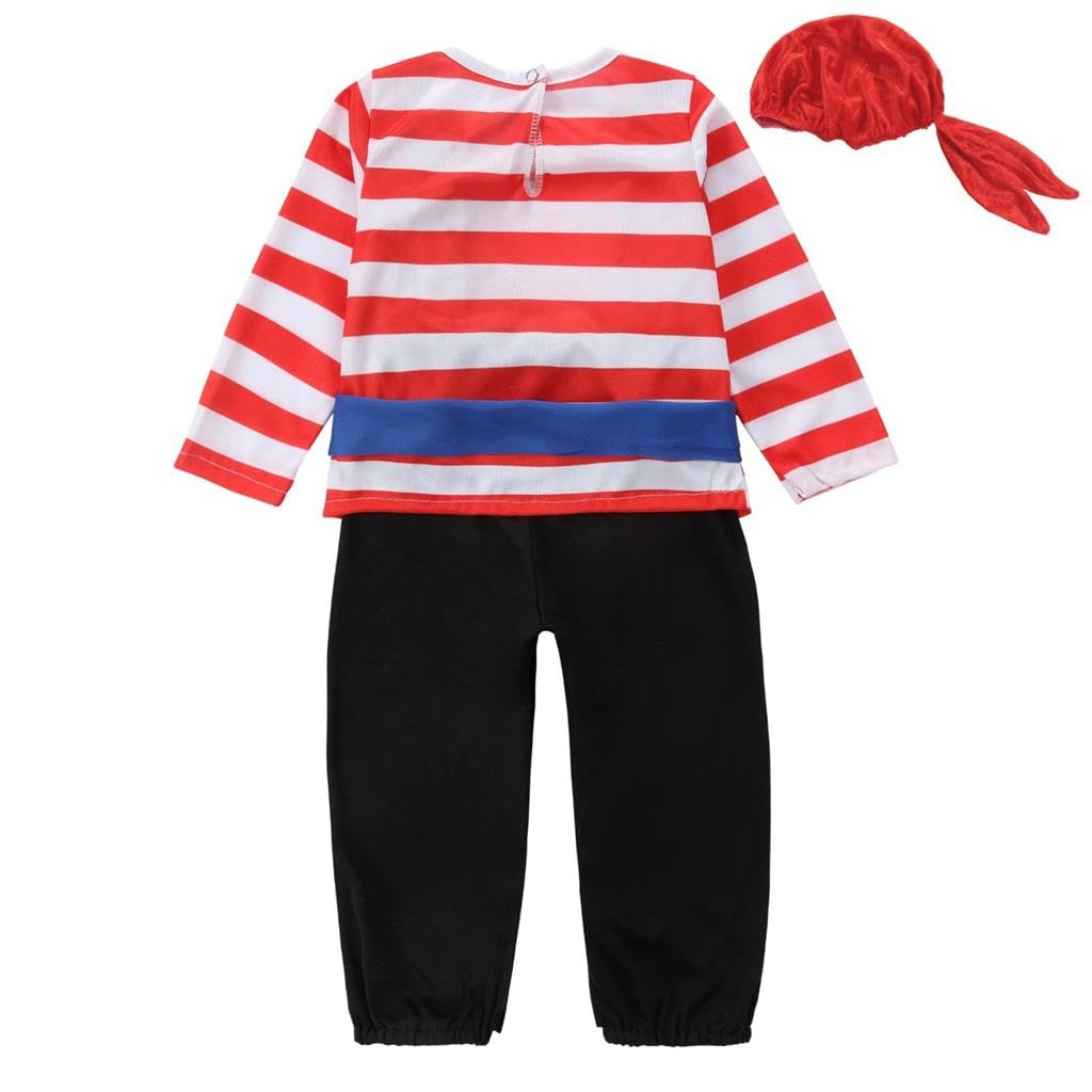 Lito Angels Pirate Captain Fancy Dress Up Costume Outfit Set including Bandana for Kids Boys Age 3-6 Months - Image 2