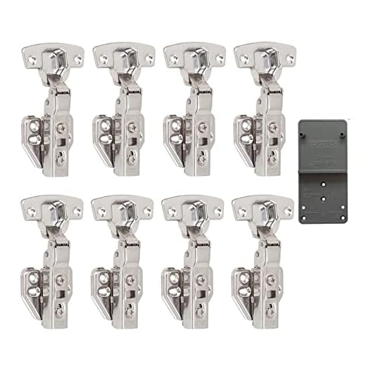 LOOTICH 110 Grado Bisagras Semi Solapado Automática con Amortiguación Integrada Bisagra con Mecanismo de Suave Lento Cierre Amortiguadores para Puerta de Mueble Armario de Cocina 8 Piezas