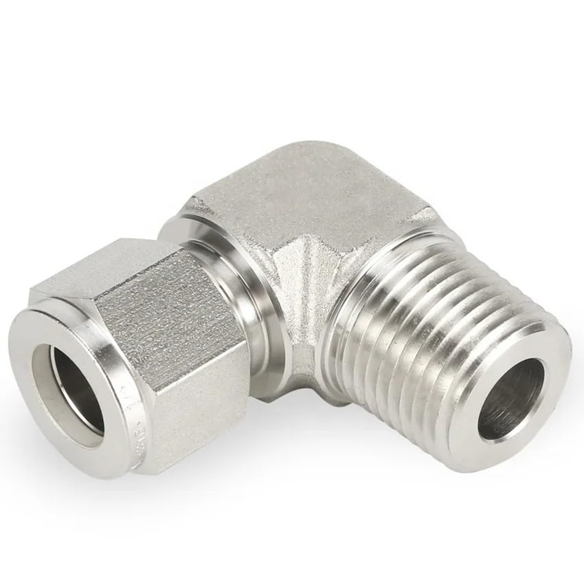 1PC Elbow Double Ferrule Compression Fitting 316 Stainless Steel 30MPa 1/8 1/4 3/8 1/2 6 8 10 12mm Lock * Male BSPT(1 INCH*1 INCH)