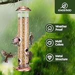 Kingsyard Metal Bird Feeders for Outdoor Hanging, Extra Thick Tube Bird Feeder with Steel Hanger & 6 Port, 15 inch, Chew-Proof, Weather and Water Resistant, Bronze