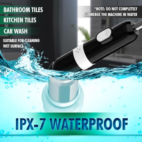 Electric Spin Scrubber, New 2024 Cordless Cleaning Brush, Rechargeable Adjustable Handle, Portable Hangable Power Cleaner with 3 Replaceable Brush Heads for Tile, Bathroom, Kitchen, Floor & Household - Image 5