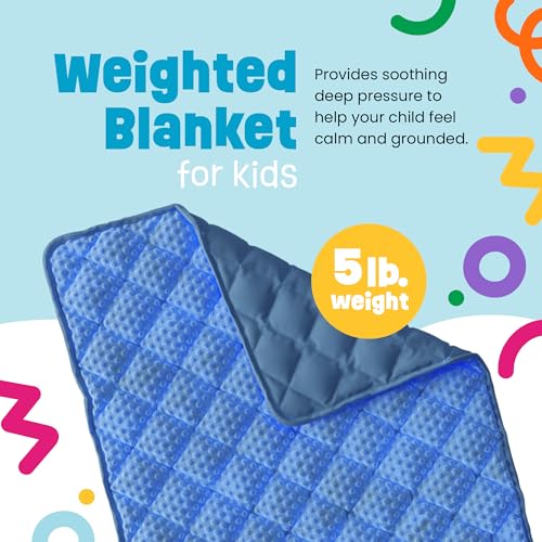 5lb Child's Weighted Blanket - Kids Weighted Blanket 5 Pounds (36" x 48") - Cute Dotted Texture Sensory Blanket - 5 lbs Weight Blanket for Kids Ages 4 to 7 - Machine Washable, Travel Friendly (Blue) - Image 3