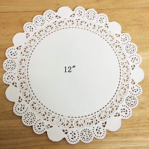 PEPPERLONELY 50 PC White Round Greaseproof Doilies, 12 Inch