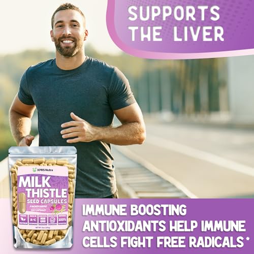 Image of XPRS Nutra Milk Thistle Seed Capsules - 360 Count (6 Month Supply) Premium Milk Thistle Supplement Rich in Silymarin to Support the Liver and Digestion - Pure, Non-GMO Cardo Mariano Pills