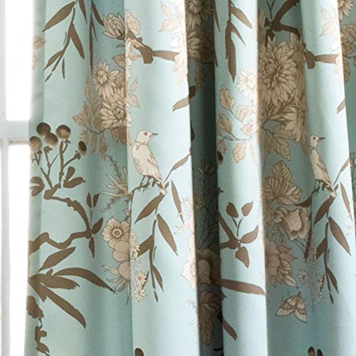 Lush Decor Botanical Garden Curtains Floral Bird Print Room Darkening Window Panel Drapes Set for Living Dining - Image 3