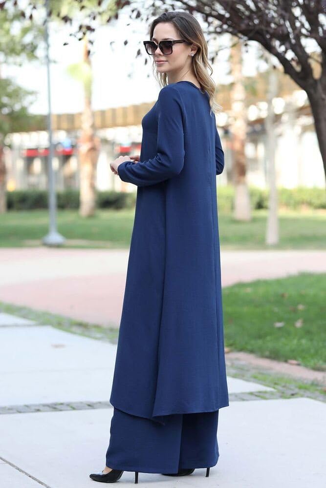 Longtunika Damen Zweiteiler Set - Tunika & Palazzo-Hose Modest Fashion
