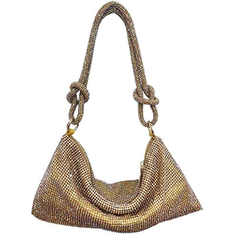 Rhinestone Hobo Bag for Women Chic Evening Handbag Shiny Purse for Travel Vacation 2022, Ab Gold Cover