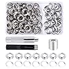 ISIYINER Grommet Werkzeug Kit 12 mm Tülle Ösen Scheiben Ösenzange Set und 100 Sets Grommet Ösen mit Aufbewahrungsbox für Planen Leder Stoff Vorhang Poolabdeckung