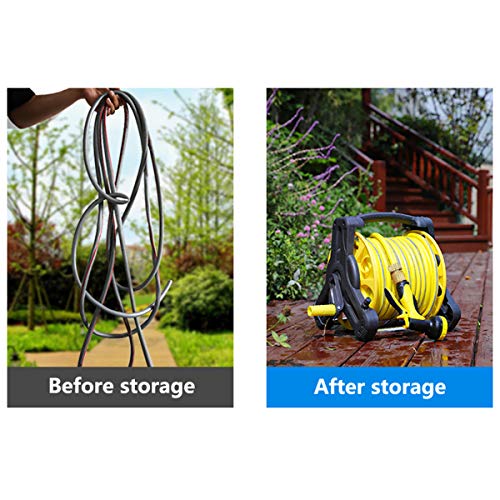 Mobile Garden Hose Reel Rack Hose Storage Rack Cart Stand for 65 Feet 1/2 Inch Hose Apply To Household Gardening and Cleaning. Equipped 3 pcs quick hose connector,1pcs tap connector,2pcswall hook. - Thumbnail 6