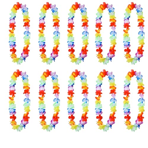 Fuayuan Lot de 12 Colliers de Fleurs Hawaïens pour Fête Tropicale