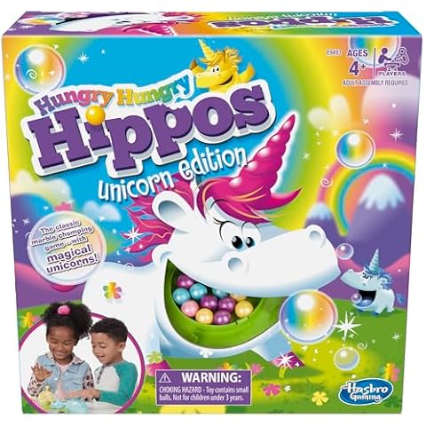 Hasbro Gaming Hungry Hippos Unicorn Edition Board Game Cover
