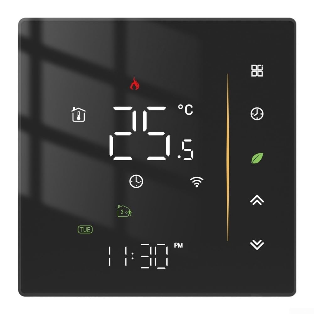 WLAN Heizkörperthermostat Glas Touchscreen Fernbedienung App(black Heating)