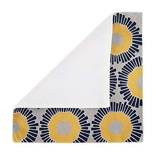 Hodeco Embroidery Throw Pillow Covers 18X18 Inch Decorative Floor Pillow Cover For Couch Bed Room Chair 100% Cotton Cushion Cover Pillow Case 45X45Cm Yellow Sunflowers Embroidered Blue, 1 Piece #TOP3