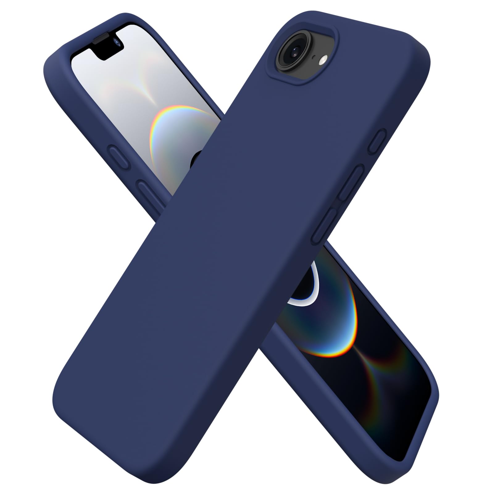 ORNARTO Cover per iPhone 16e (2025) Silicone 6.1 Pollici, Custodia Compatibile con iPhone 16e Case, Morbido Silicone Liquido Protezione, in Gomma Gel Morbida con Fodera in Microfibra-Deep Blu