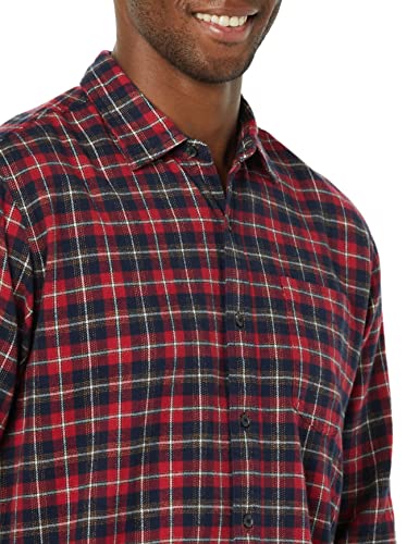 Image of Amazon Essentials Men's Regular Fit Long-Sleeve Flannel Shirt, Soft Brushed Cotton, Lightweight yet Warm