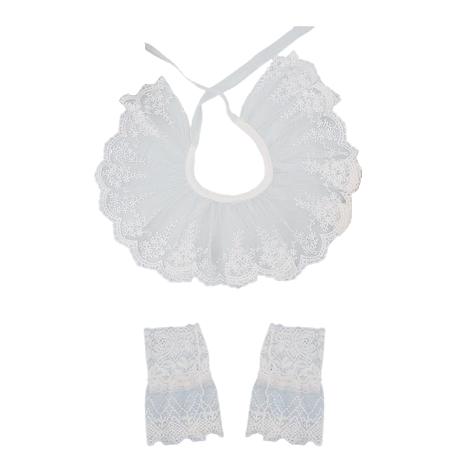 YUXITA Elegant French Trendy Detachable Lace Collar With Wrist Cuffs Ruffle For Women Daily Outfit And Occasion