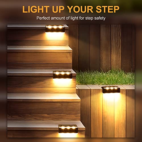Solpex Outdoor Solar Lights, 4 Pack Solar Fence Lights - Outdoor Garden, Patio, Pathway, Decoration (Warm White, Brown) - Image 4