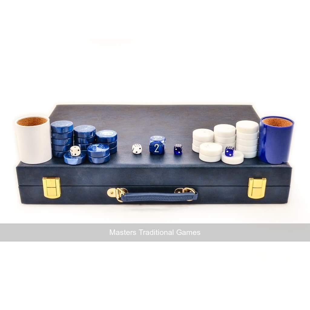 Classic Blue 21-inch Tournament Attaché Backgammon Set