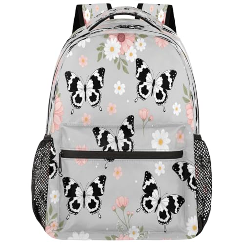 Mochila mariposa negra para estudiantes de escuela secundaria y adolescentes activos