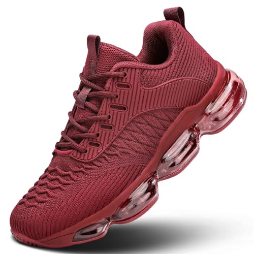 Womens Walking Running Shoes Air Cushion Basketball Sneakers Fashion Tennis Breathable Sport Gym Fitness Cross Trainers Shoes Red 9