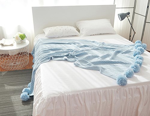 Amazon｜Zhiyuan ポンポンタッセル付きニット軽量ソファブランケット