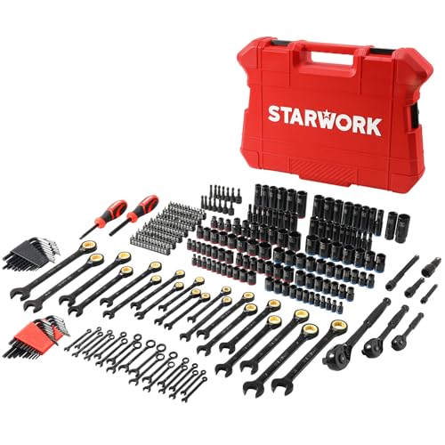 Image of STARWORK TRUE MECHANIC 303-Piece Mechanics Tool Set, 120-Tooth Ratcheting Wrench Set, 1 /4 inch, 3 /8 inch, 1 /2 inch Drive, Professional, SAE /Metric