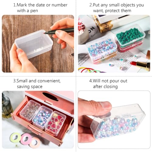 Image of Jetec 18 Pieces Mini Plastic Clear Beads Storage Containers Box for Collecting Small Items, Beads, Jewelry, Business Cards, Game Pieces, Crafts (3.3 x 2.1 x 1 Inch)