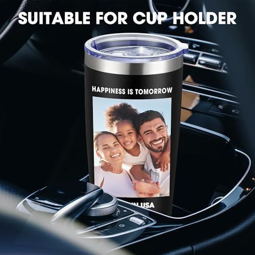 Personalized Custom Tumbler Print in USA 20oz Stainless Steel Coffee Cup with Lid & Straw Double Wall Insulated Tumbler with Colorful Text Logo Photo - Image 5