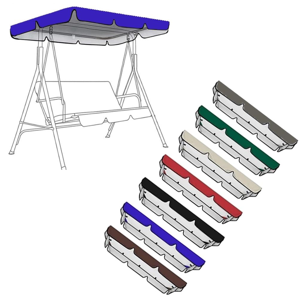 RTVGNSZSJL 64x45in Swing Canopy Replacement Cover 2 3 Seater Universal Porch Swing Canopy Replacement Waterproof Swing Top Cover For Patio Yard Hammock(Blue,77x49x6in-195x125x15cm)