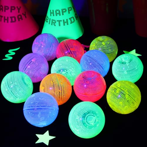 Mega-L Glow in the Dark Balls 8 Pcs Multicolor Glow Bouncy Rubber Balls