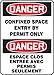 Accuform FBMCSP051VP Plastic French Bilingual Sign, "DANGER CONFINED SPACE ENTRY BY PERMIT ONLY/DANGER ESPACE CLOS ENTREE AVEC PERMIS SEULEMENT", 20" Length x 14" Width x 0.055" Thickness, Red/Black on White