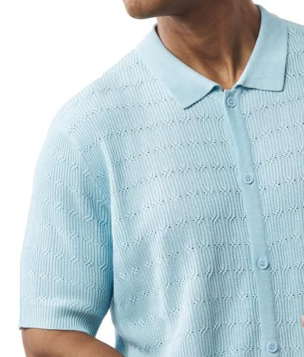 Men’s Short Sleeve Knit Sports Shirt - Modern Polo Vintage Classics: Solid Cable Twist Jacquard Pattern2