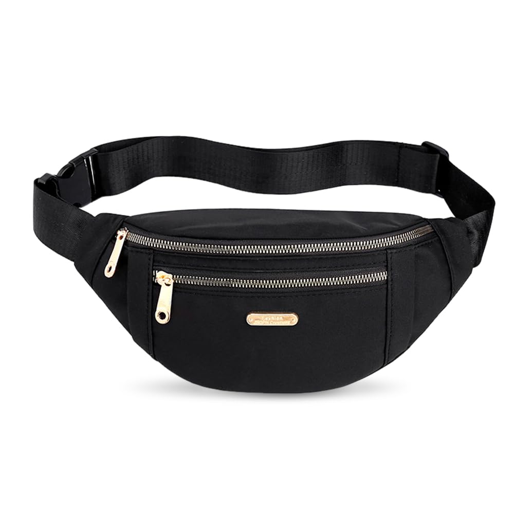 Sac Banane,Sacoche Banane de Randonnée,Fanny Pack Waist,Bum Bag Belt,Sacs De Poitrine Réglable,Sac Ceinture Voyage,Sacoche à Bandoulière Sport pour Outdoor, Shopping, Usage Quotidien - Noir
