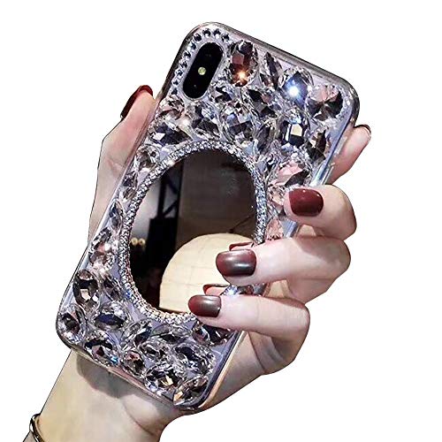 Makeup Mirror Case For Samsung Galaxy S9 Plus, Lchda Bling Glitter Clear Crystal Full Diamonds Luxury Sparkle Transparent Rhinestone Bumper Protective Cover For Woman Girls With Screen Protector #TOP1