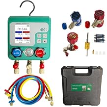 Professional Digital HVAC Manifold Gauge Set Refrigerant Gauge Diagnostic Tool for R134A/R410A/1234YF | Pressure/Vacuum/Leak Test | 92 Refrigerant Types Compatibility | HVAC Maintenance