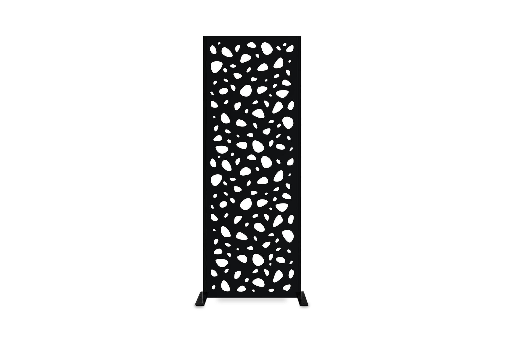 Casanoov Panneau Décoratif SUNNY 1,6x0,60m Acier Noir – Motif Galets Panneau Élégant et Moderne – Écran Intimité Extérieur Occultant Durable Installation Facile Clôture Jardin Terrasse 160x60cm