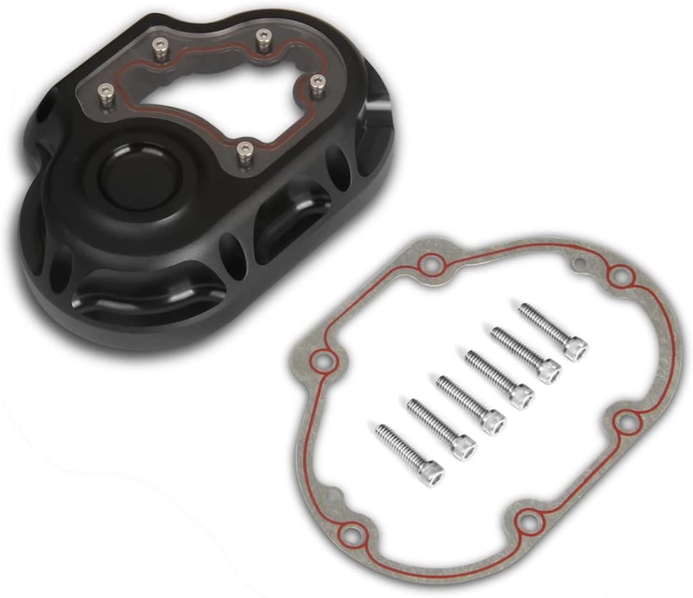 Chrome Clarity Transmission Side Cover For Harley twin cam Dyna Low Rider FXDL Fat Bob Touring Road King FLHR Softail 07-13, BLACK