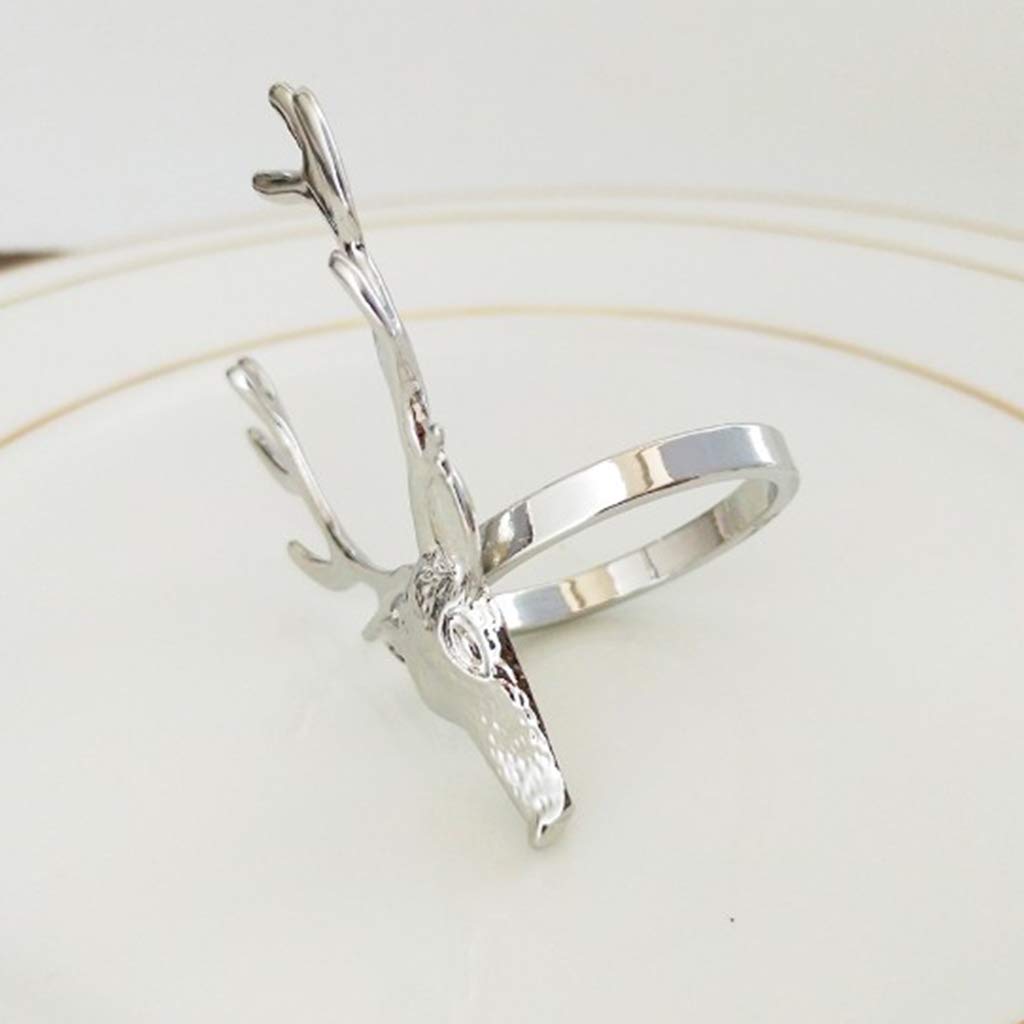 6pcs Serviettenringe Rentier Servietten Ringe Halter für Weihnachten Abendessen Party Tisch Dekoration, Weihnachtsdekorationen, Tischdekorationen, Tischgeschenk, Silber