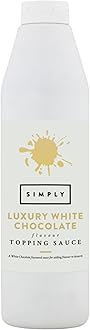 Simply Luxury White Chocolate Topping Sauce, Ready to Use Dessert Sauce for Ice Cream, Waffles, Pancakes, Coffee & Milkshakes (1 kg)