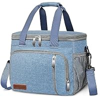 ELdtec Borsa termica per il pranzo per donne e uomini, riutilizzabile, per ufficio, lavoro, a tenuta stagna, morbida, per adulti, con tracolla regolabile, colore nero