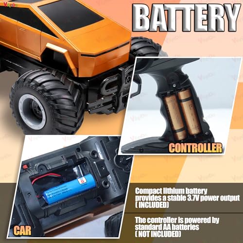 Image of VikriDA Cuppy Rechargeable Cyberon RC Truck for Kids - 2.4GHz Remote Control Off-Road Car, Turbo Speed, 4 LED Modes, Anti-Skid Tyres, Type-C Charging, 100 ft Range